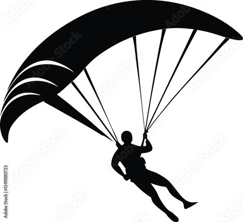 Parachute Jumper,Ski parachute gliding  silhouette,Parasailing vector