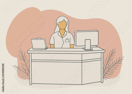 Receptionist at a Desk. Ready to Assist