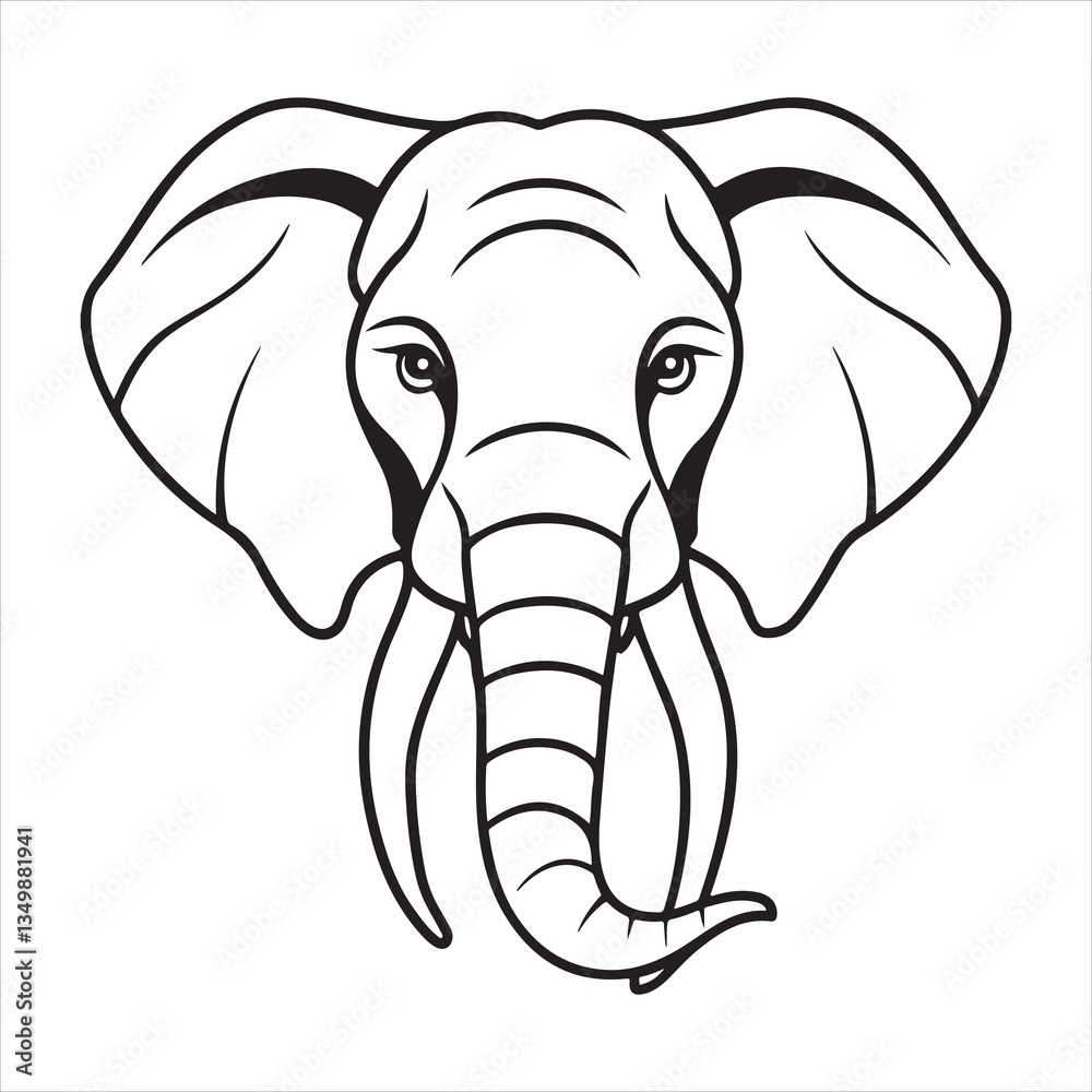 Elephant Line Art Head Illustration Elephant Line Art Head Illustration