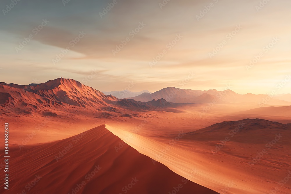Naklejka premium Desert Sunset with Sand Dune Landscape.