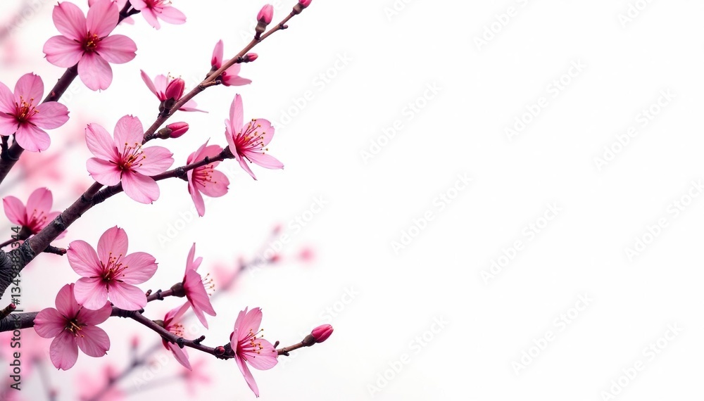 Fototapeta premium Intricate sakura branches, stylized design, white background , sakura branch, spring