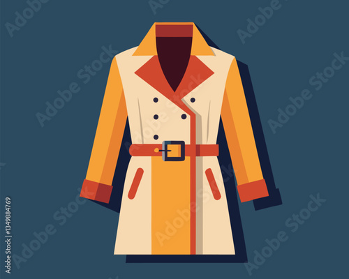 Vintage Trench Coat Illustration. Retro Fashion Design