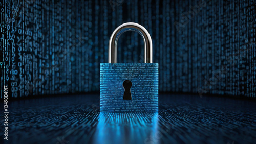 Binary code lock on binary code background 