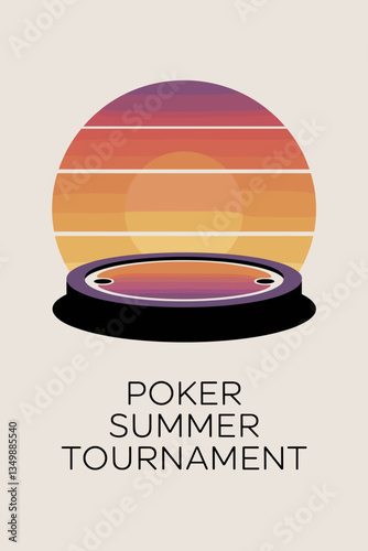 Minimalist Poster for Poker Summer Tournament with Gradient Sunset Background