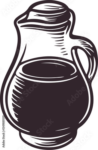 Vintage engraving illustration of jug with sauce. dressing. Vector illustration