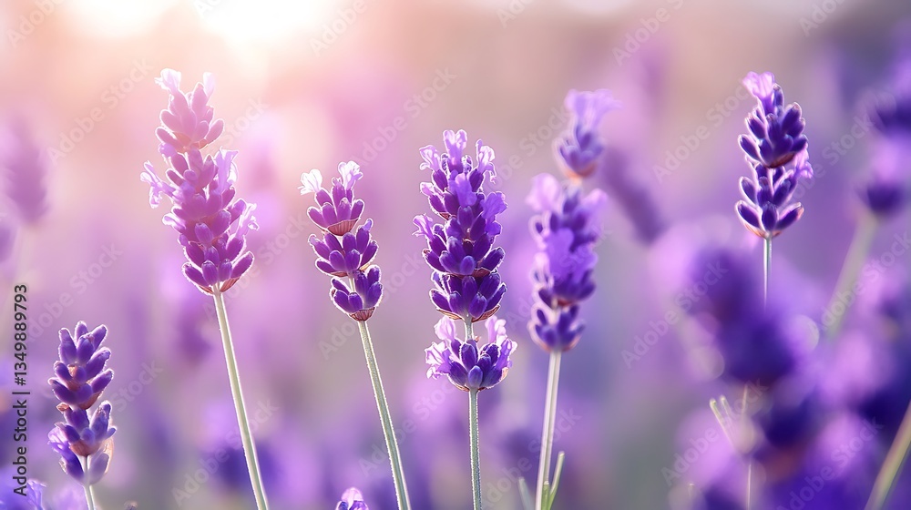 Naklejka premium Soft focus on the beautiful purple lavender flowering field