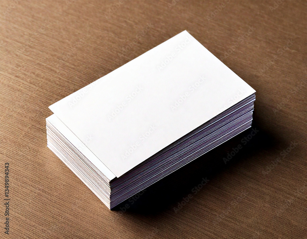 Fototapeta premium Blank white business cards stack mock up, 3d rendering. Namecard design mockup. Visiting clear papers top view. Calling papersheet template for company name, phone number, email address. 