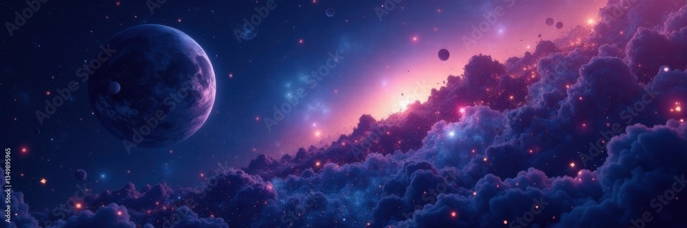 Deep space starry night galaxy background with twinkling stars and planets , cosmic, space, astronomy Deep space starry night galaxy background with twinkling stars and planets , cosmic, space, astronomy