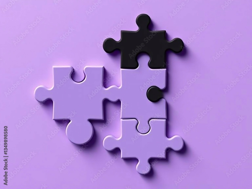 Puzzleteile in schwarz und lila Puzzleteile in schwarz und lila