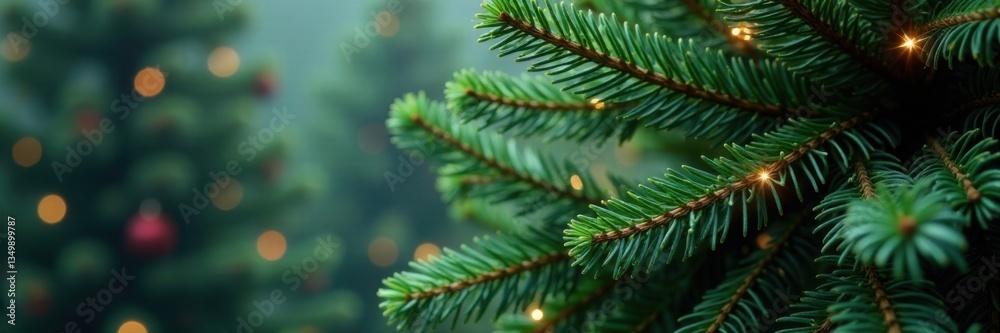 Fototapeta premium Dense cluster of fir and spruce Christmas tree branches, spruces, outdoors