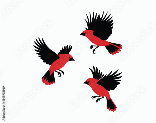 Scarlet Tanager Silhouette Isolated EPS Template