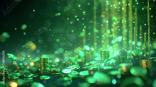 Growing money, finance, and investment. Coins stack the growth comparative year 2024 to 2025 with a green success graph in 2025. business growth, profit,