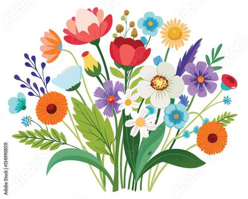 Vibrant Bouquet of Colorful Flowers. A Springtime Delight