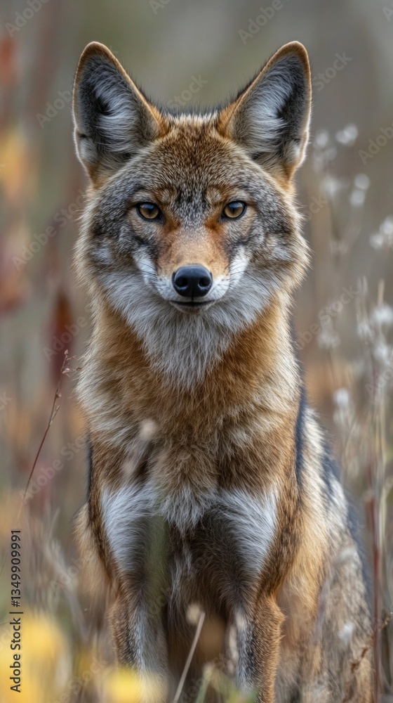 Naklejka premium Portrait of a wild animal in a natural environment, focusing on its gaze. Suitable for articles about nature, ecology, wild fauna.