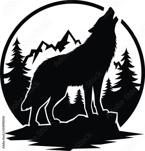 A wolf howling vector illustration