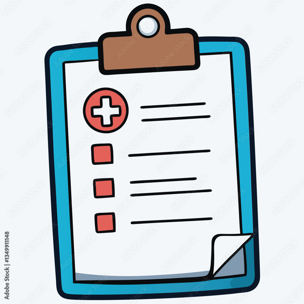 Medical Clipboard Illustration. Healthcare Checklist Medical Clipboard Illustration. Healthcare Checklist