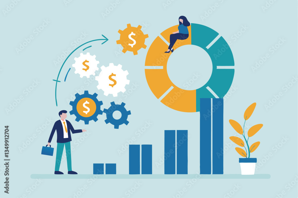 Balanced scorecard measuring performance from financial, customer, process, learning and growth, KPI key performance indicator, efficiency concept, businessman with balanced scorecard chart diagram. Balanced scorecard measuring performance from financial, customer, process, learning and growth, KPI key performance indicator, efficiency concept, businessman with balanced scorecard chart diagram.