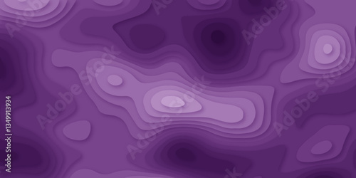 Paper-Cut Style Abstract Topography – Smooth Purple Contour Lines