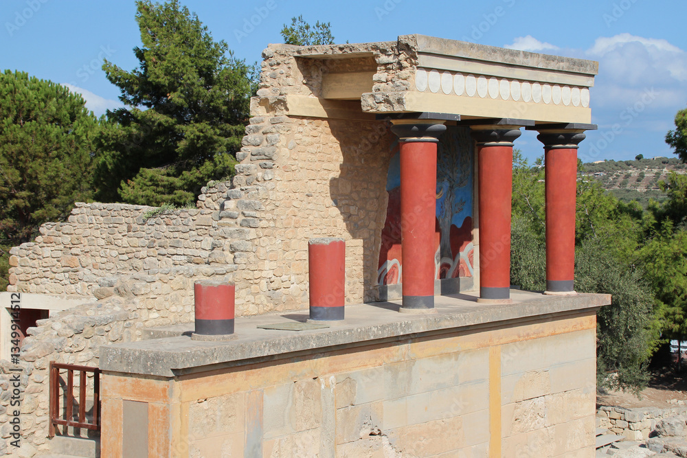 ruined ancient palace (knossos) closed to heraklion in crete in greece