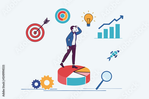 Data analysis, datum analytics or customer insight, graph and chart statistics diagram, forecasting model, predictive or data visualization concept, businessman working with data on computer laptop.