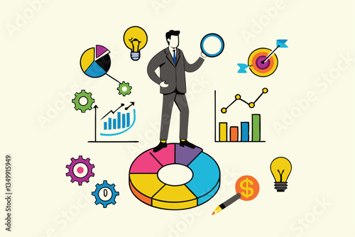 Data analysis, datum analytics or customer insight, graph and chart statistics diagram, forecasting model, predictive or data visualization concept, businessman working with data on computer laptop.