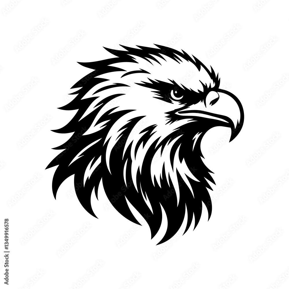 Fototapeta premium eagle head silhouette, hawk head silhouette 