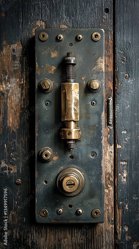 Fototapeta premium Detailed brass switch components close up high resolution picture