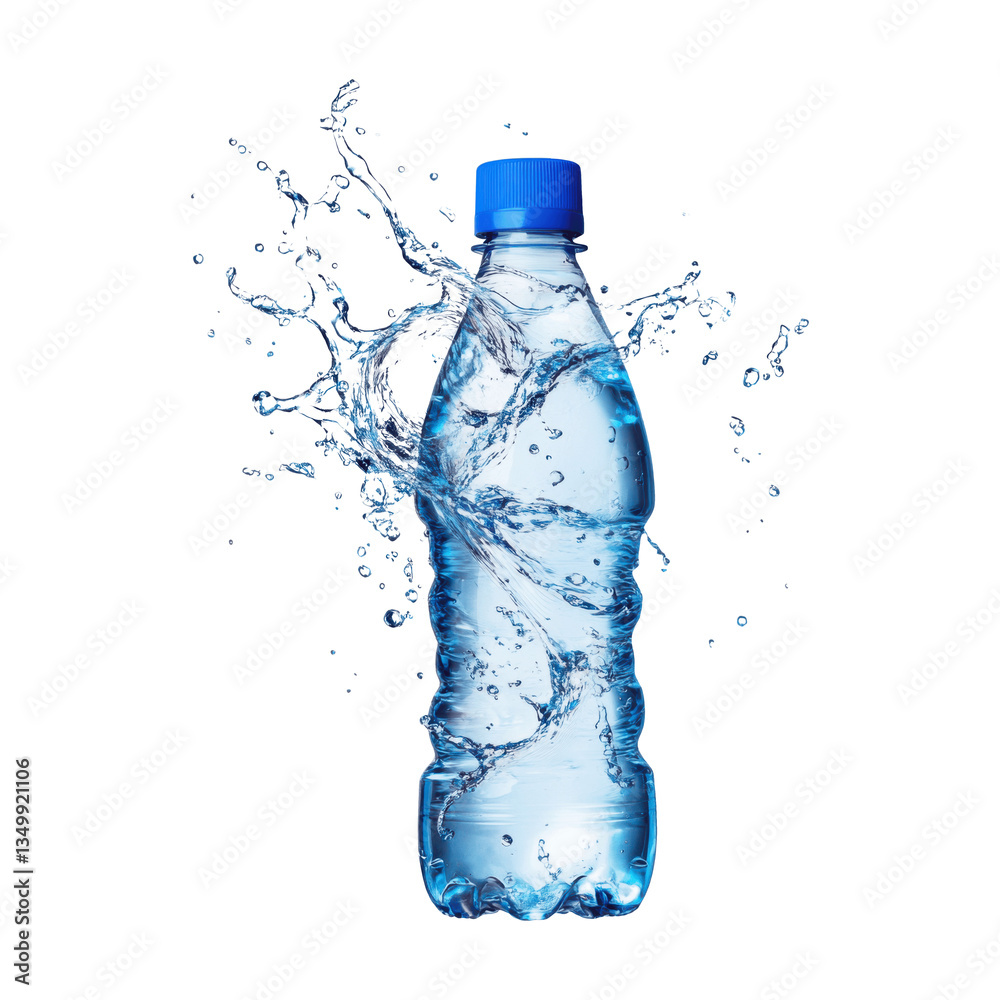 Refreshing Blue Water Bottle with Splashing Water Refreshing Blue Water Bottle with Splashing Water