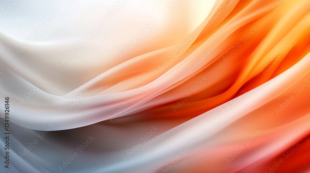 Obraz premium Flowing fabric, white and orange colors blending seamlessly. Smooth abstract art