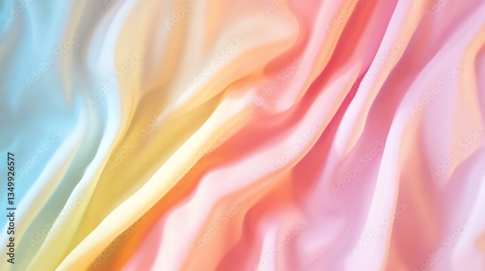 Obraz premium Flowing pastel fabric, waves of vibrant colors, dreamy and soft look