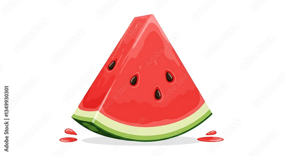 Fresh Watermelon Slice with Seeds and Juice Drops on White Fresh Watermelon Slice with Seeds and Juice Drops on White