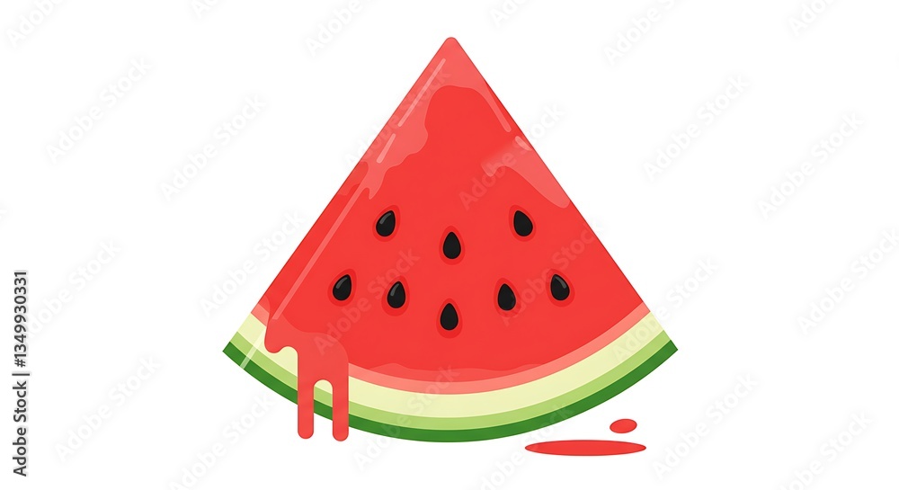 Watermelon Slice with Dripping Juice Fresh and Summer Refreshment Watermelon Slice with Dripping Juice Fresh and Summer Refreshment