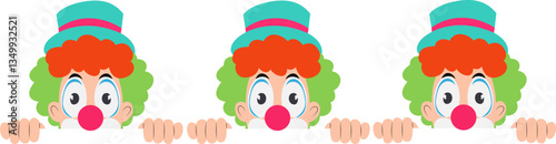 Three Curious Clown Faces