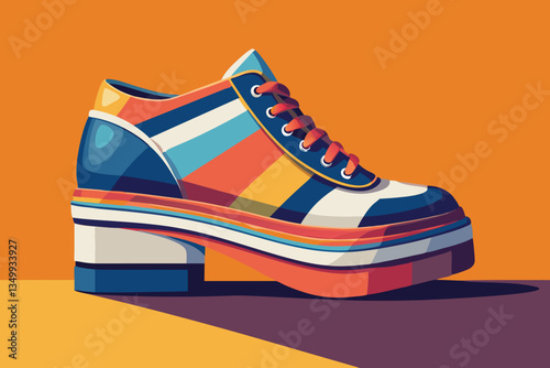 Colorful Platform Shoes Illustration. Modern Fashion Design