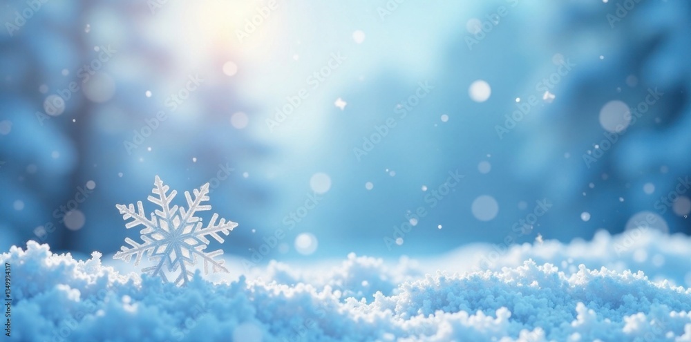 Fototapeta premium intricate snowflakes against pale blue winter sky , frosty details, serene landscape