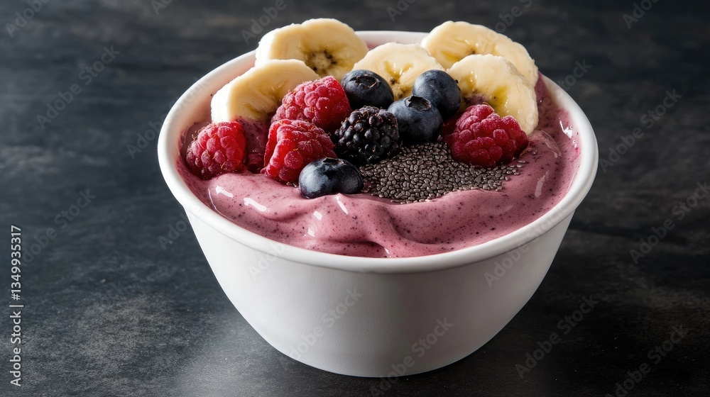 Berry smoothie bowl on dark surface Berry smoothie bowl on dark surface