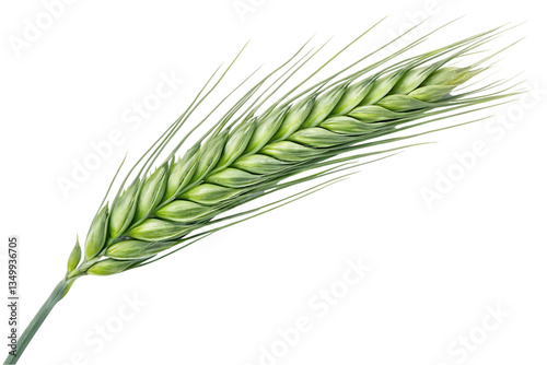 Wheat ears isolated on white background showcasing agriculture and grain. photo