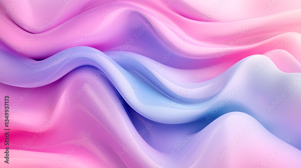 Fototapeta premium Ethereal Waves of Color: Soft, flowing, abstract shapes swirl in shades of pink, purple, and blue. The image evokes a sense of serenity, fluidity, and artistic expression.