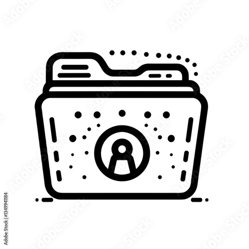 Folder with a lock symbol representing data security and confidentiality in a black and white design