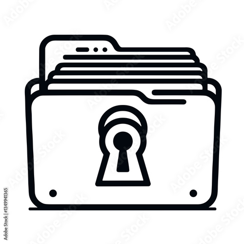 Locked folder representing data security and confidentiality in a black and white design
