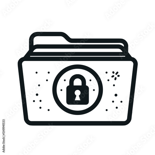 Locked folder representing data confidentiality and security in a black and white design