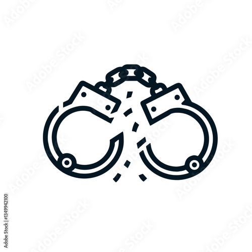 Handcuffs representing law enforcement and justice in a black and white design