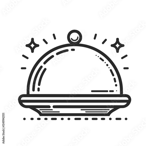 Covered serving dish representing dining and hospitality in a black and white design
