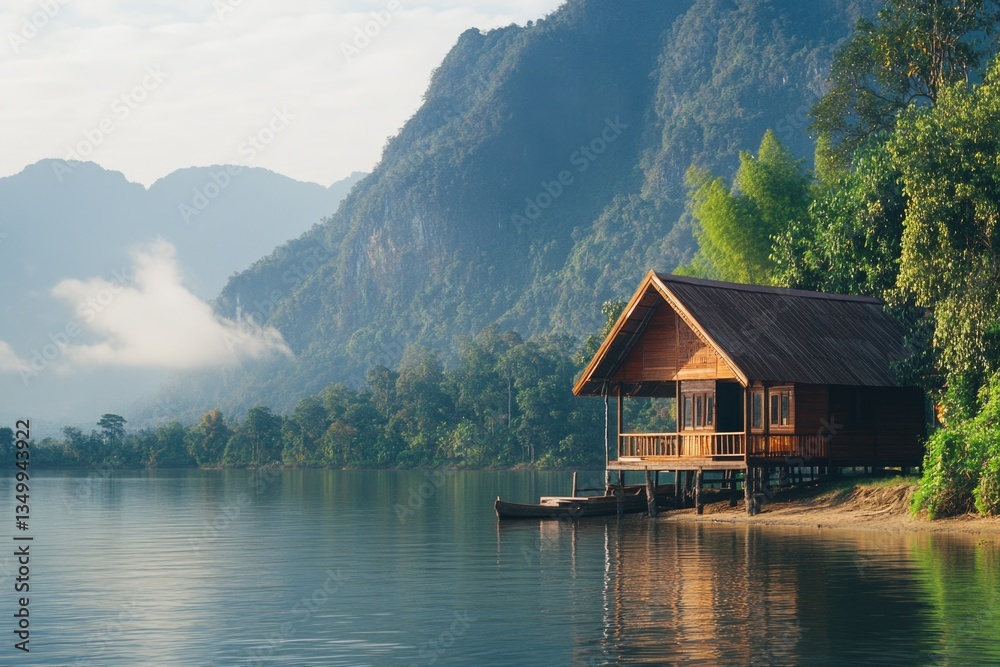 Fototapeta premium Lake Shore Cabin