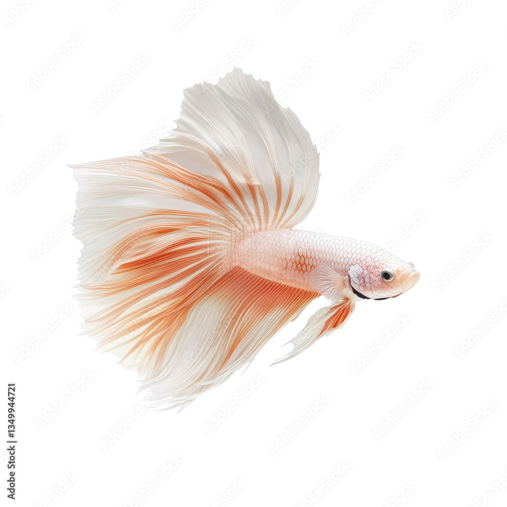 Fototapeta premium A Siamese fighting fish swimming against a gray background.