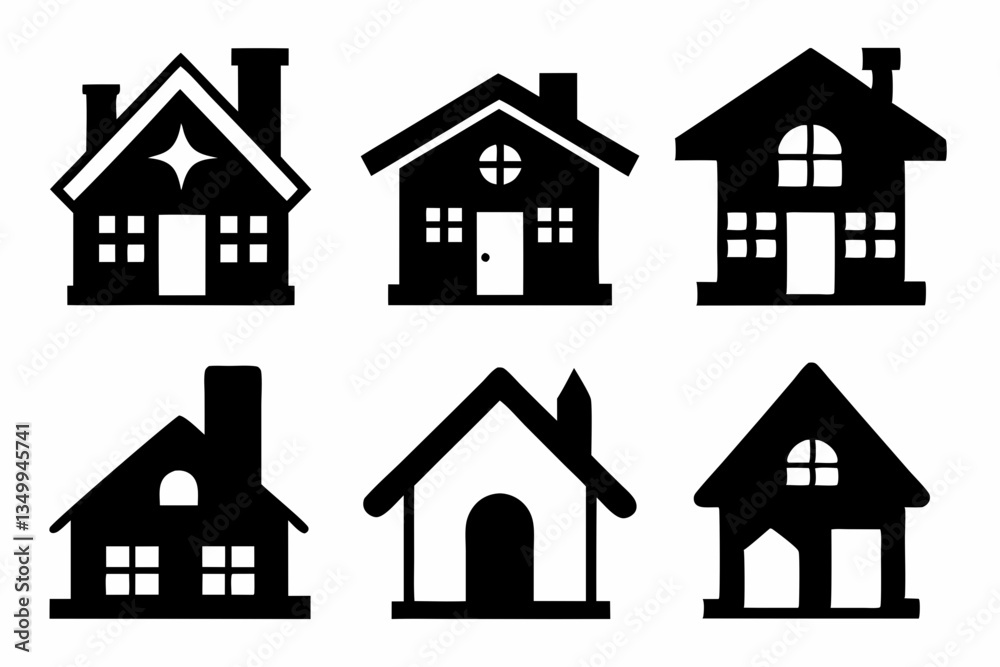 home icon set silhouette black vector