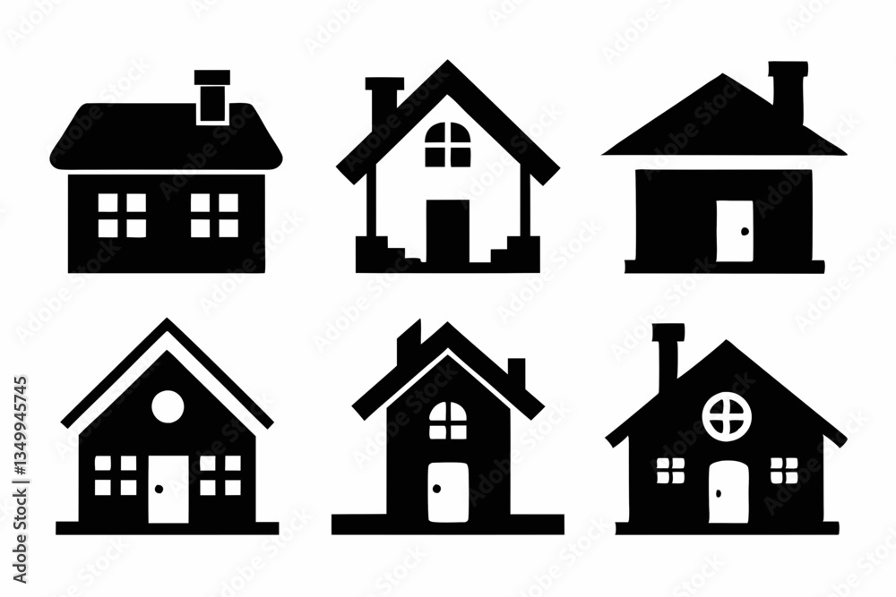 home icon set silhouette black vector home icon set silhouette black vector