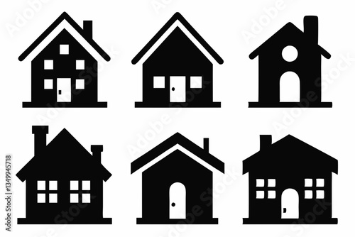 home icon set silhouette black vector