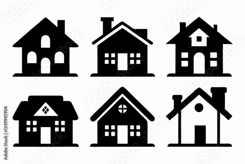 home icon set silhouette black vector