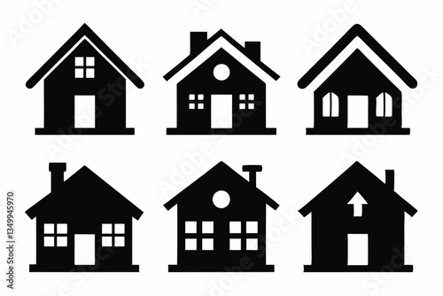home icon set silhouette black vector
